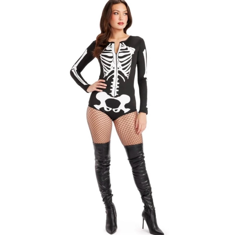 Tipsy Elves' Women's Sexy Skeleton Leotard Halloween Costume Bodysuit New Size M
